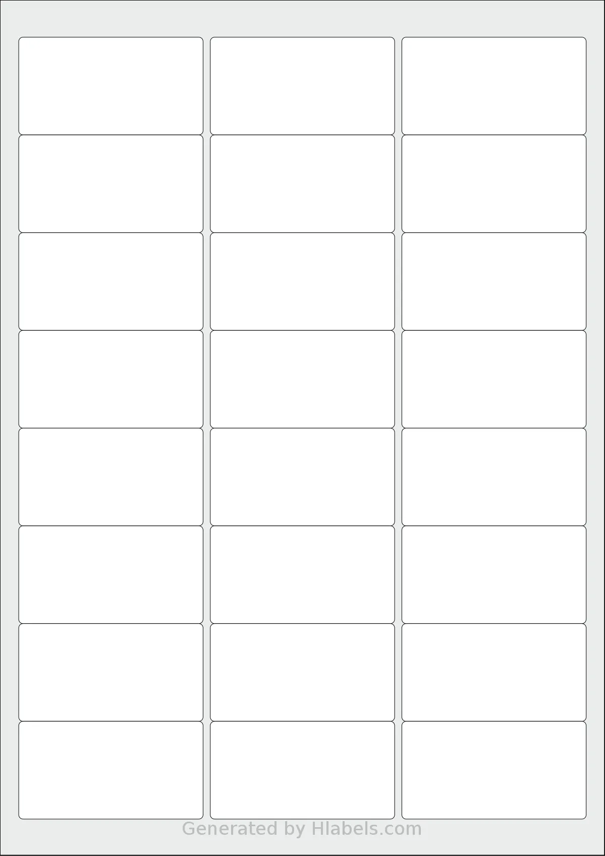 Flexilabels® FS24 template with 24 rectangular 64 x 33.9 millimeter labels per sheet, on A4-size adhesive blank label sheets.
