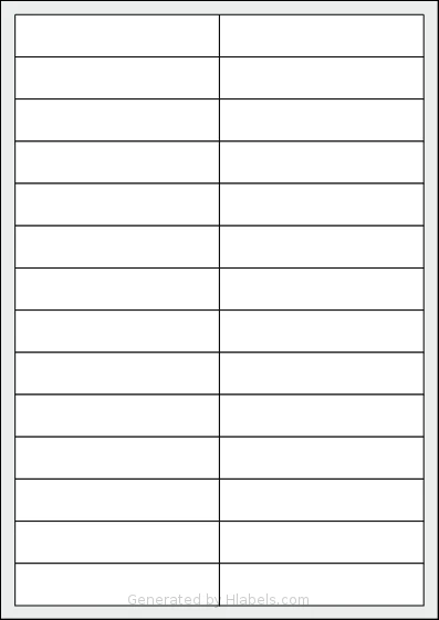 Flexilabels® FS28 template with 28 rectangular 97.77 x 20.21 millimeter labels per sheet, on A4-size adhesive blank label sheets.