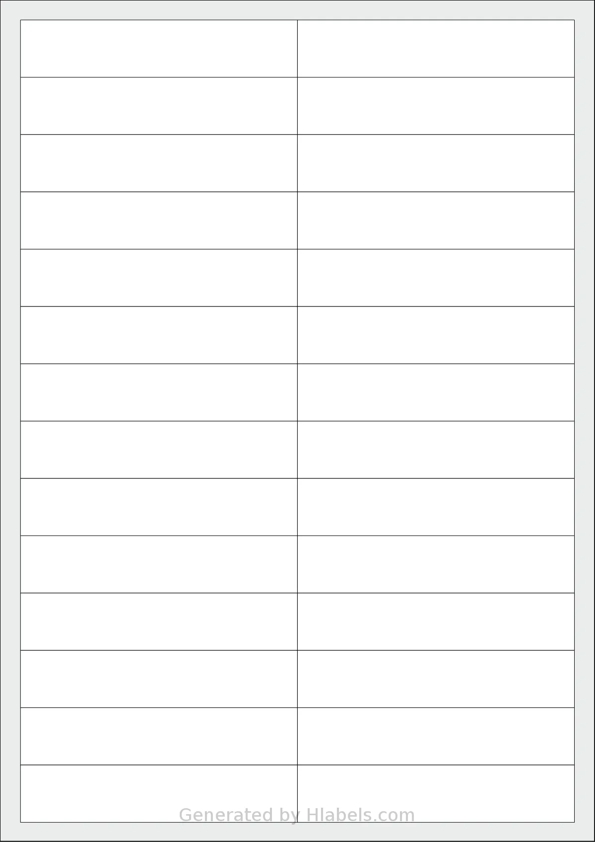 Flexilabels® FS28 template with 28 rectangular 97.77 x 20.21 millimeter labels per sheet, on A4-size adhesive blank label sheets.