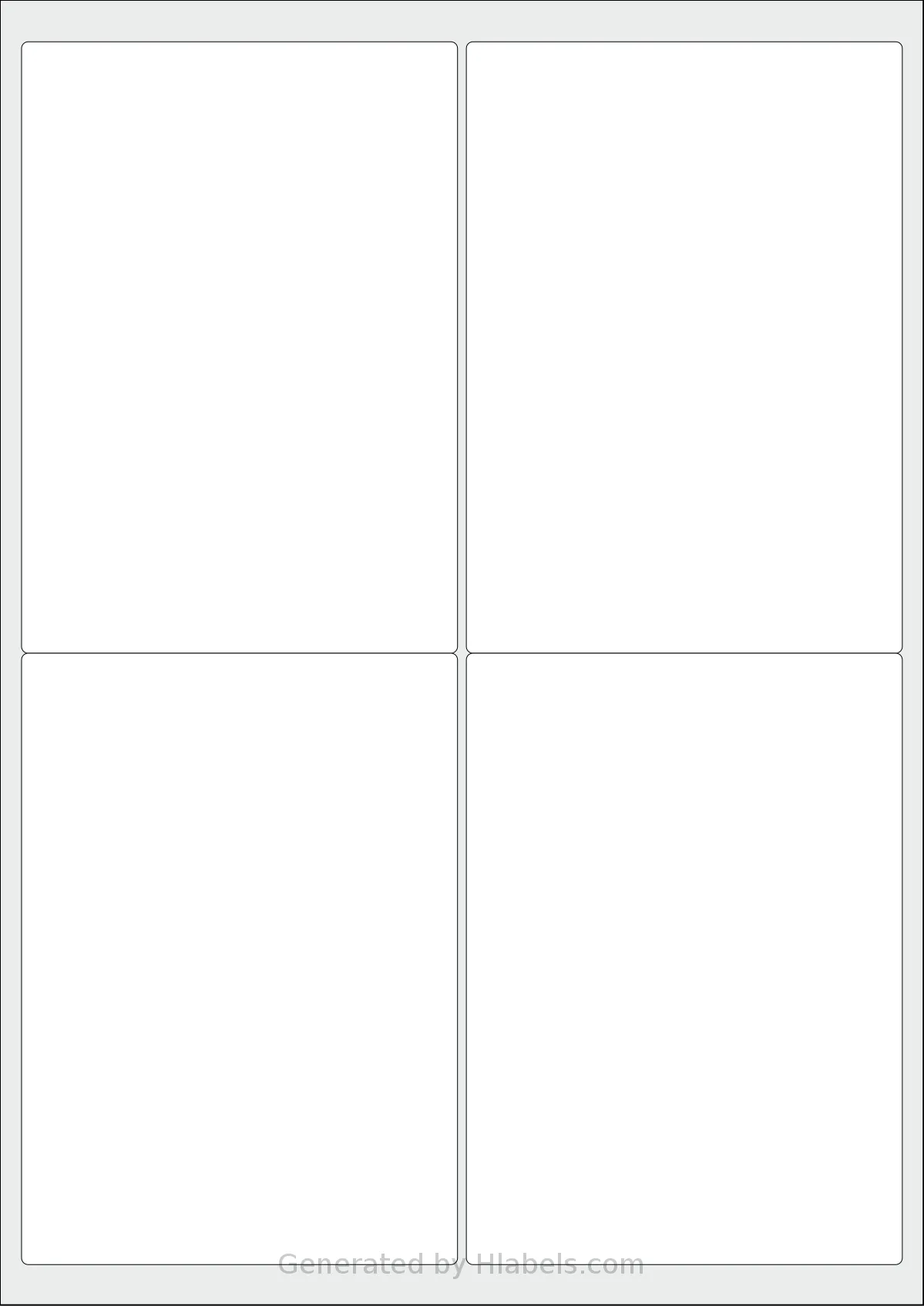 Flexilabels® FS4 template with 4 rectangular 99.1 x 139 millimeter labels per sheet, on A4-size adhesive blank label sheets.