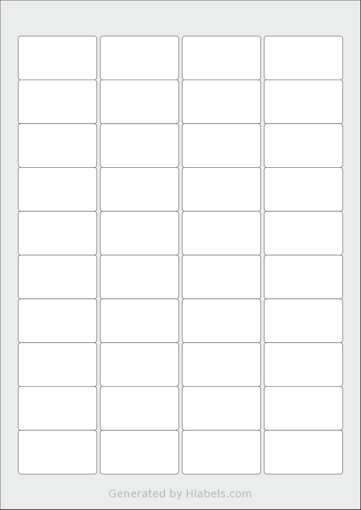 Flexilabels® FS40 template with 40 rectangular 45.7 x 25.5 millimeter labels per sheet, on A4-size adhesive blank label sheets.