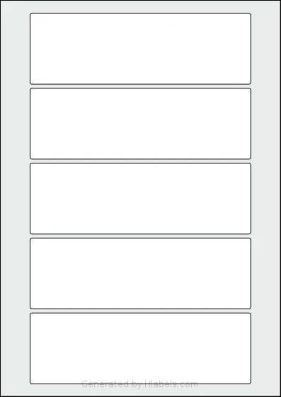 Flexilabels® FS5 template with 5 rectangular 165 x 53 millimeter labels per sheet, on A4-size adhesive blank label sheets.