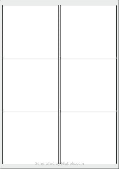 Flexilabels® FS6 Template Flexilabels® FS6 template with 6 rectangular 99.1 x 93.1 millimeter labels per sheet, on A4-size adhesive blank label sheets.