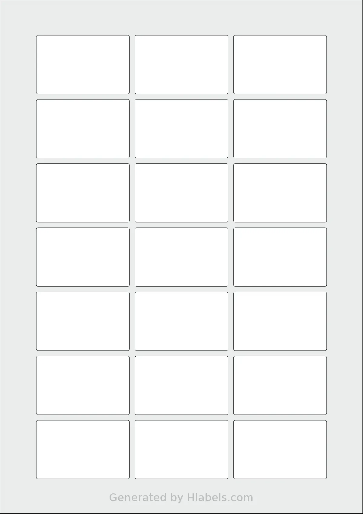 Flexilabels® FSA21 template with 21 rectangular 53.87 x 33.87 millimeter labels per sheet, on A4-size adhesive blank label sheets.
