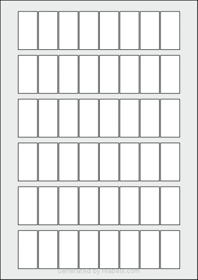 Flexilabels® FSR48 template with 48 rectangular 20.4 x 40.4 millimeter labels per sheet, on A4-size adhesive blank label sheets.