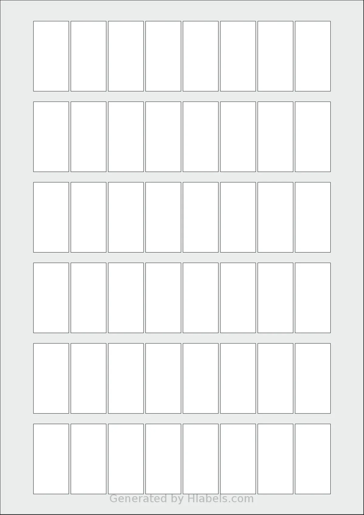 Flexilabels® FSR48 template with 48 rectangular 20.4 x 40.4 millimeter labels per sheet, on A4-size adhesive blank label sheets.
