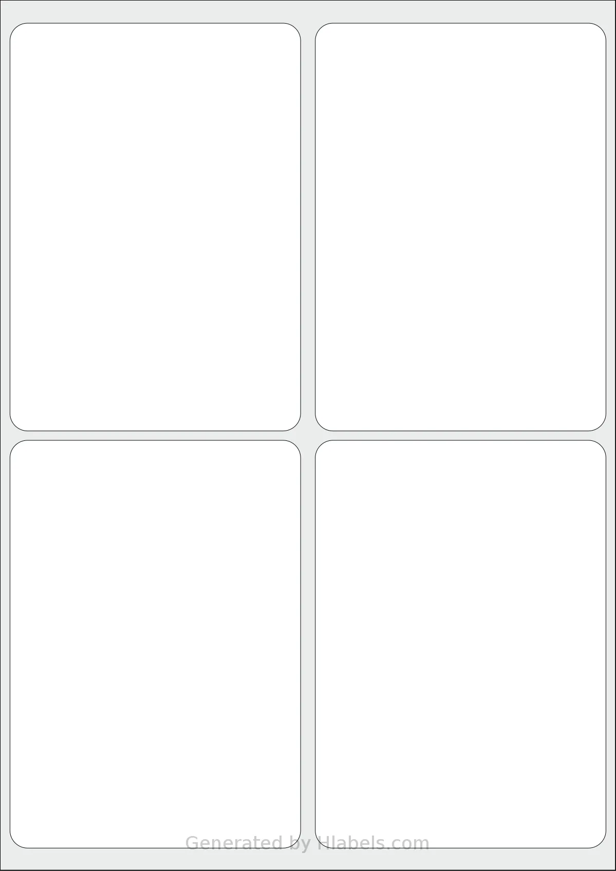 Flexilabels® FST4 template with 4 rectangular 99.1 x 139 millimeter labels per sheet, on A4-size adhesive blank label sheets.