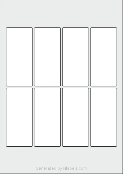 Flexilabels® FST8 template with 8 rectangular 45 x 100 millimeter labels per sheet, on A4-size adhesive blank label sheets.