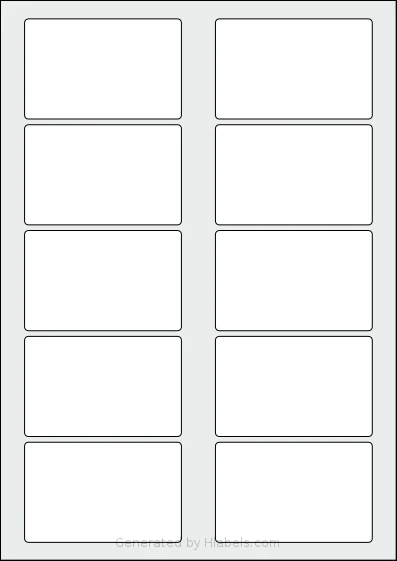 Flexilabels® FT10 template with 10 rectangular 83 x 53 millimeter labels per sheet, on A4-size adhesive blank label sheets.
