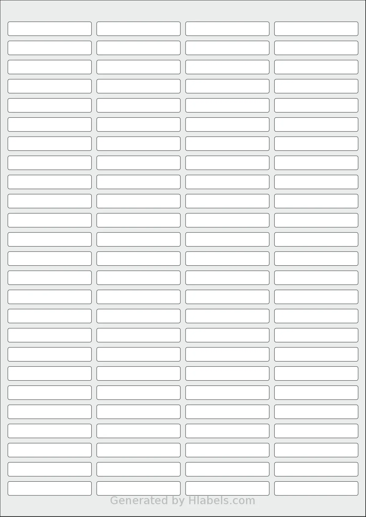 Flexilabels® FT100 template with 100 rectangular 48 x 8 millimeter labels per sheet, on A4-size adhesive blank label sheets.