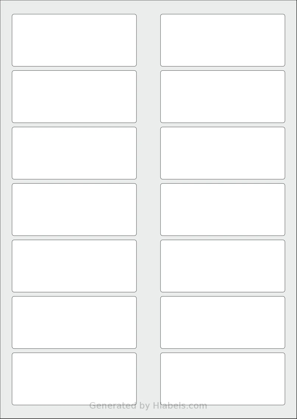 Flexilabels® FT14 template with 14 rectangular 88 x 37 millimeter labels per sheet, on A4-size adhesive blank label sheets.