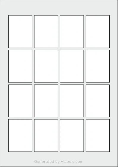 Flexilabels® FT16 template with 16 rectangular 42 x 57.6 millimeter labels per sheet, on A4-size adhesive blank label sheets.