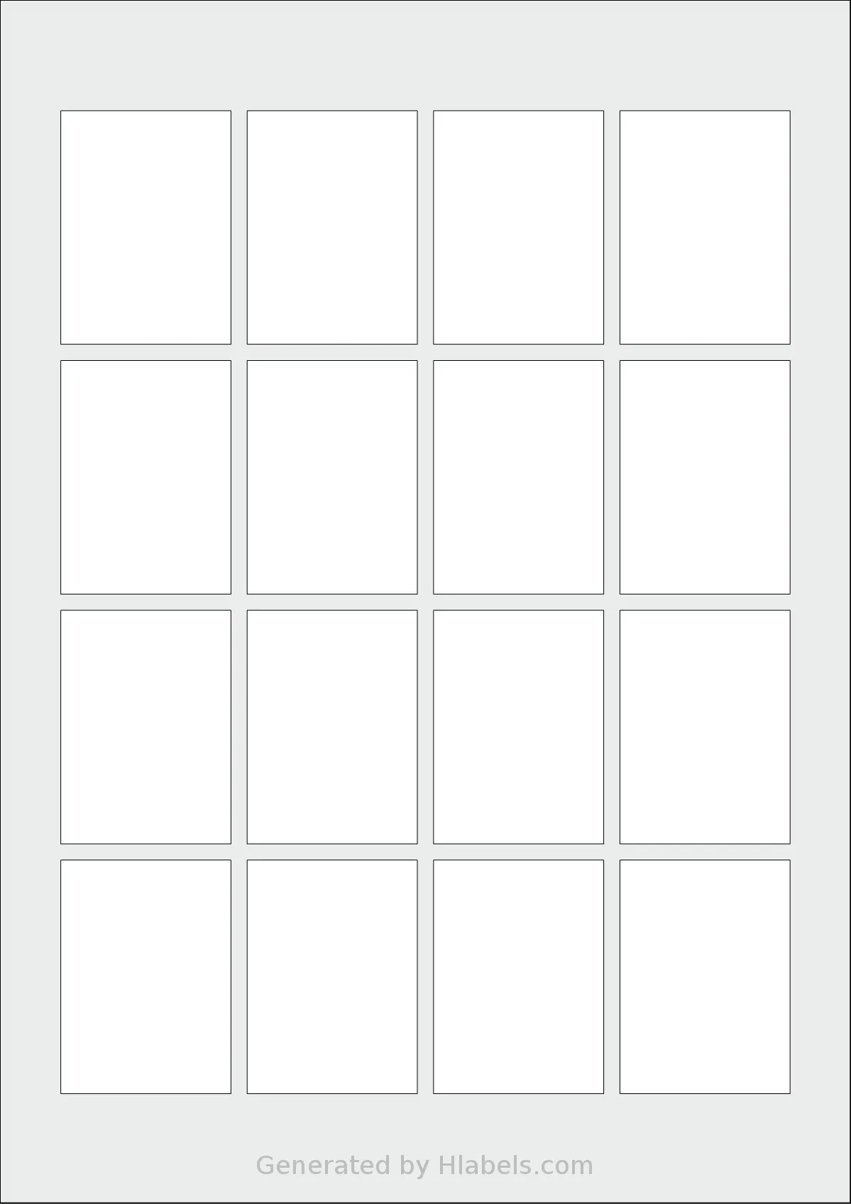 Flexilabels® FT16 template with 16 rectangular 42 x 57.6 millimeter labels per sheet, on A4-size adhesive blank label sheets.