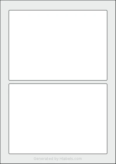 Flexilabels® FT2 template with 2 rectangular 178 x 127 millimeter labels per sheet, on A4-size adhesive blank label sheets.