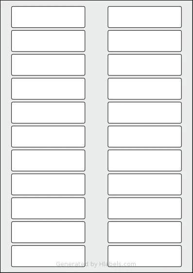 Flexilabels® FT22 template with 22 rectangular 80 x 23 millimeter labels per sheet, on A4-size adhesive blank label sheets.