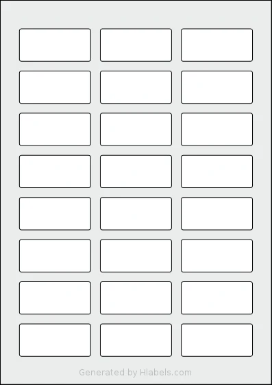 Flexilabels® FT24 template with 24 rectangular 55 x 25 millimeter labels per sheet, on A4-size adhesive blank label sheets.