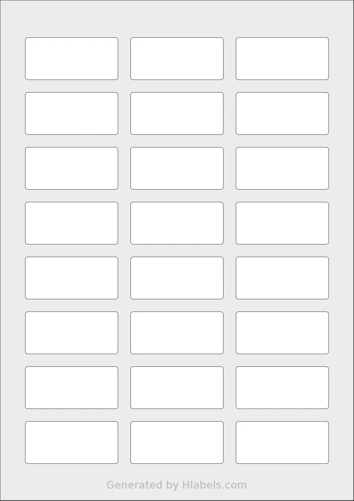 Flexilabels® FT24 template with 24 rectangular 55 x 25 millimeter labels per sheet, on A4-size adhesive blank label sheets.