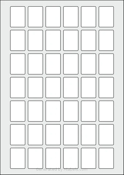 Flexilabels® FT42 template with 42 rectangular 25 x 35 millimeter labels per sheet, on A4-size adhesive blank label sheets.