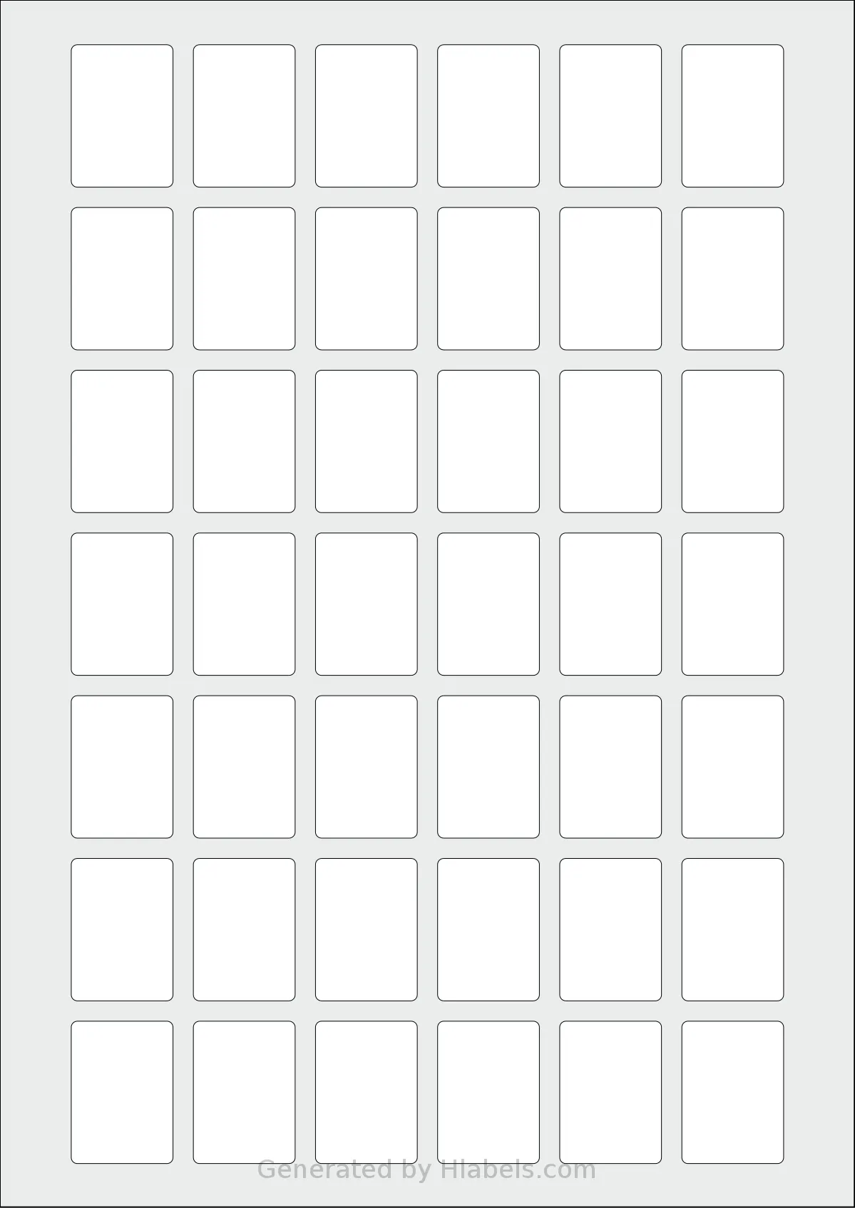 Flexilabels® FT42 template with 42 rectangular 25 x 35 millimeter labels per sheet, on A4-size adhesive blank label sheets.