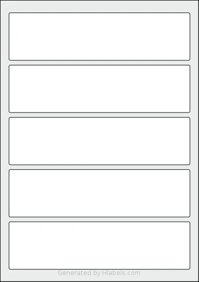 Flexilabels® FT5 template with 5 rectangular 191 x 50 millimeter labels per sheet, on A4-size adhesive blank label sheets.