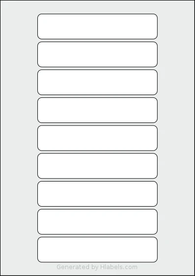 Flexilabels® FT9 template with 9 rectangular 129 x 27 millimeter labels per sheet, on A4-size adhesive blank label sheets.