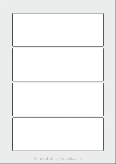 Flexilabels® FTE4 template with 4 rectangular 165 x 60 millimeter labels per sheet, on A4-size adhesive blank label sheets.