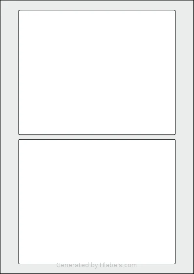 Flexilabels® FTK2 template with 2 rectangular 170 x 135 millimeter labels per sheet, on A4-size adhesive blank label sheets.