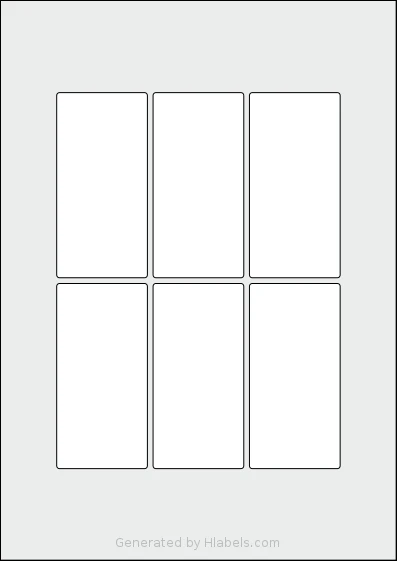Flexilabels® FTR6 template with 6 rectangular 48 x 98 millimeter labels per sheet, on A4-size adhesive blank label sheets.