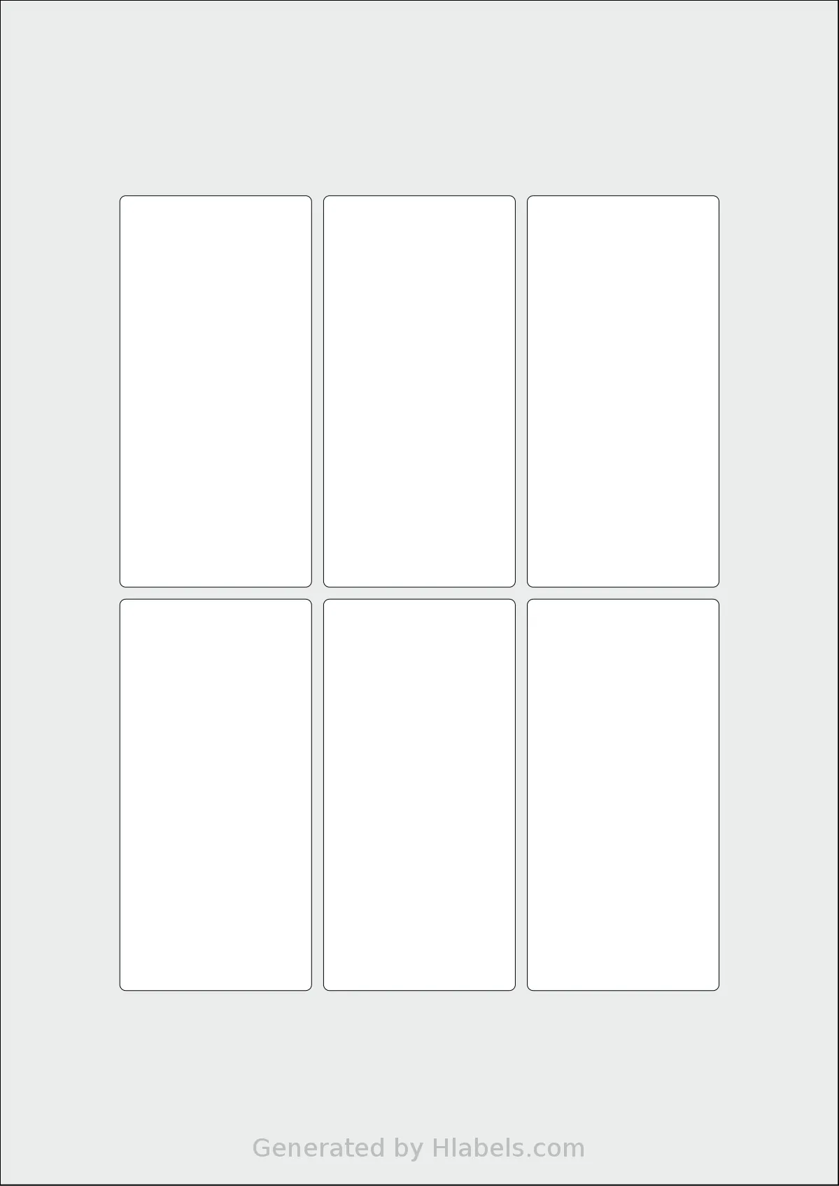 Flexilabels® FTR6 template with 6 rectangular 48 x 98 millimeter labels per sheet, on A4-size adhesive blank label sheets.