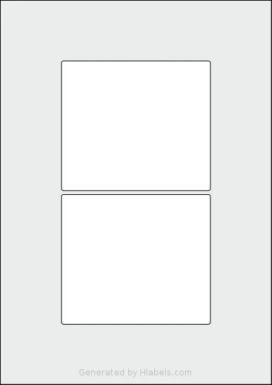 Flexilabels® FTT2 template with 2 rectangular 115 x 100 millimeter labels per sheet, on A4-size adhesive blank label sheets.