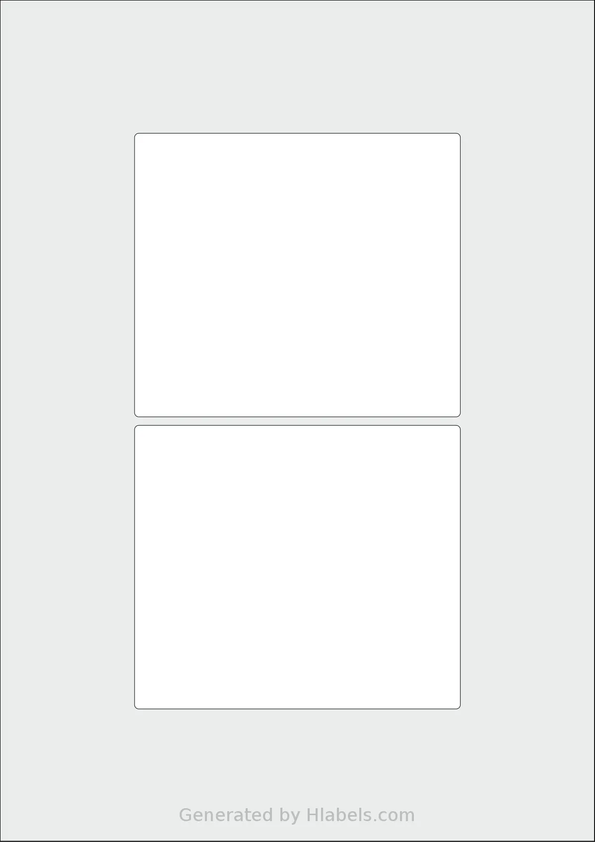 Flexilabels® FTT2 template with 2 rectangular 115 x 100 millimeter labels per sheet, on A4-size adhesive blank label sheets.
