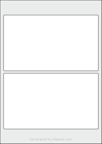Flexilabels® FU2 template with 2 rectangular 195 x 115 millimeter labels per sheet, on A4-size adhesive blank label sheets.