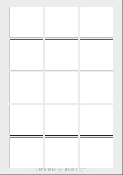 Flexilabels® FW15 template with 15 rectangular 56.94 x 52.24 millimeter labels per sheet, on A4-size adhesive blank label sheets.