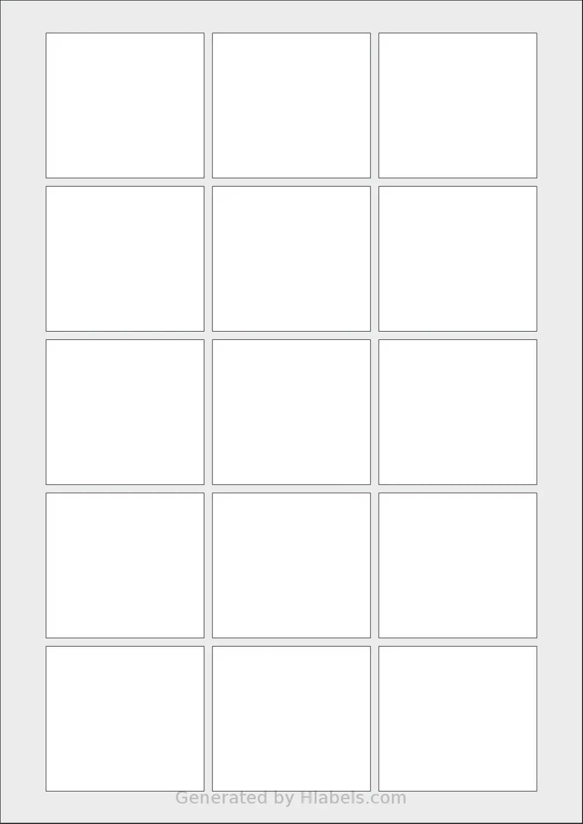Flexilabels® FW15 template with 15 rectangular 56.94 x 52.24 millimeter labels per sheet, on A4-size adhesive blank label sheets.