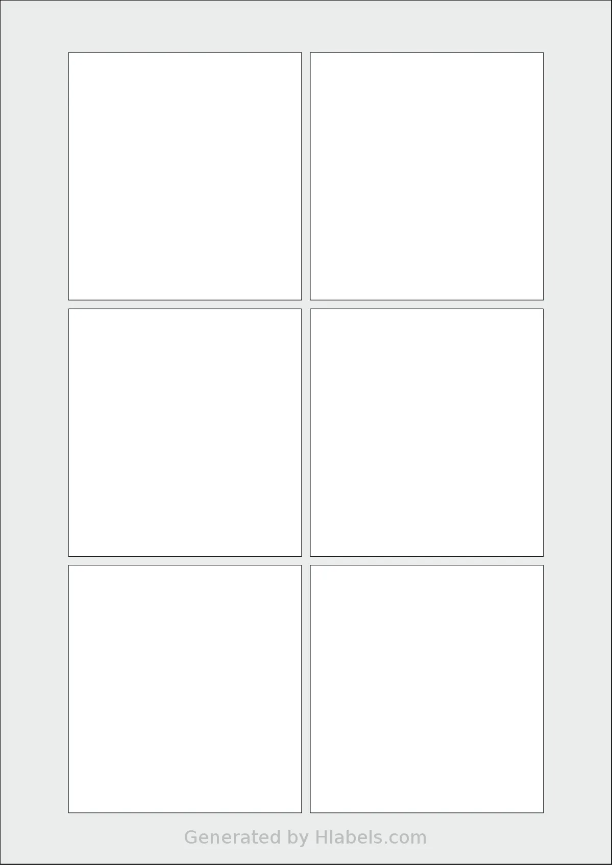 Flexilabels® FW6 template with 6 rectangular 80 x 85 millimeter labels per sheet, on A4-size adhesive blank label sheets.