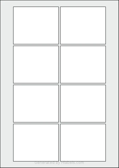 Flexilabels® FW8 template with 8 rectangular 80 x 66 millimeter labels per sheet, on A4-size adhesive blank label sheets.
