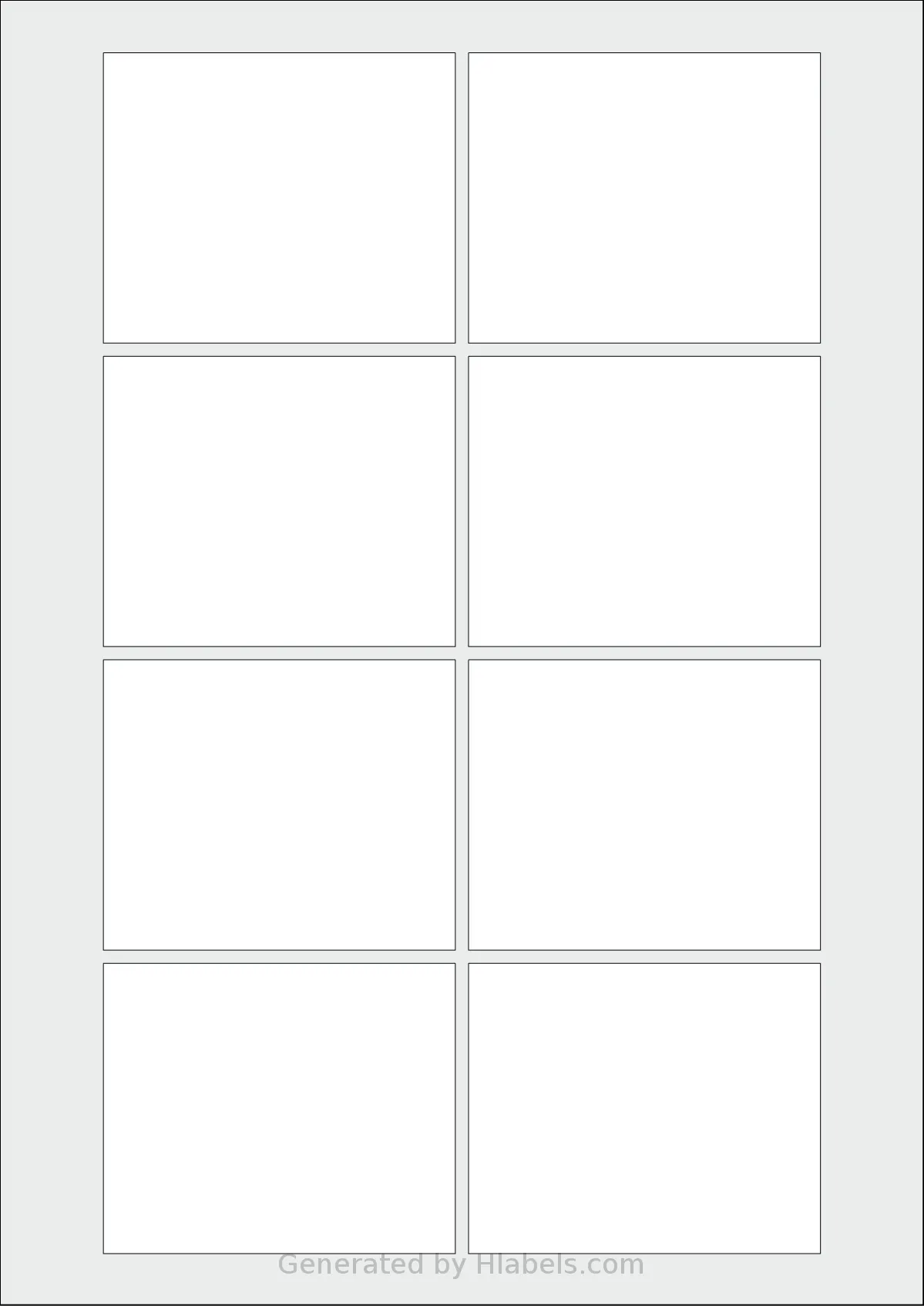Flexilabels® FW8 template with 8 rectangular 80 x 66 millimeter labels per sheet, on A4-size adhesive blank label sheets.