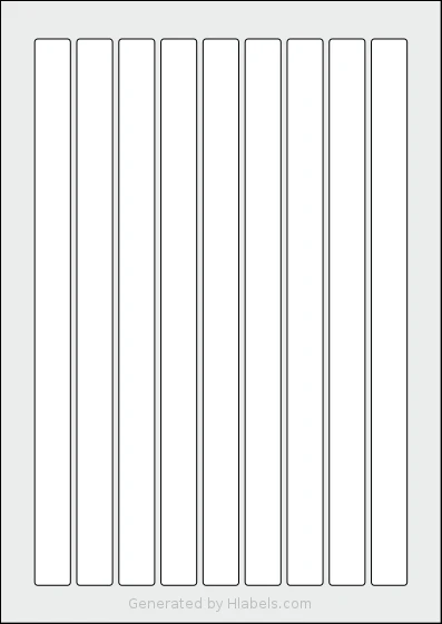 Flexilabels® FZ9 template with 9 rectangular 17 x 260 millimeter labels per sheet, on A4-size adhesive blank label sheets.