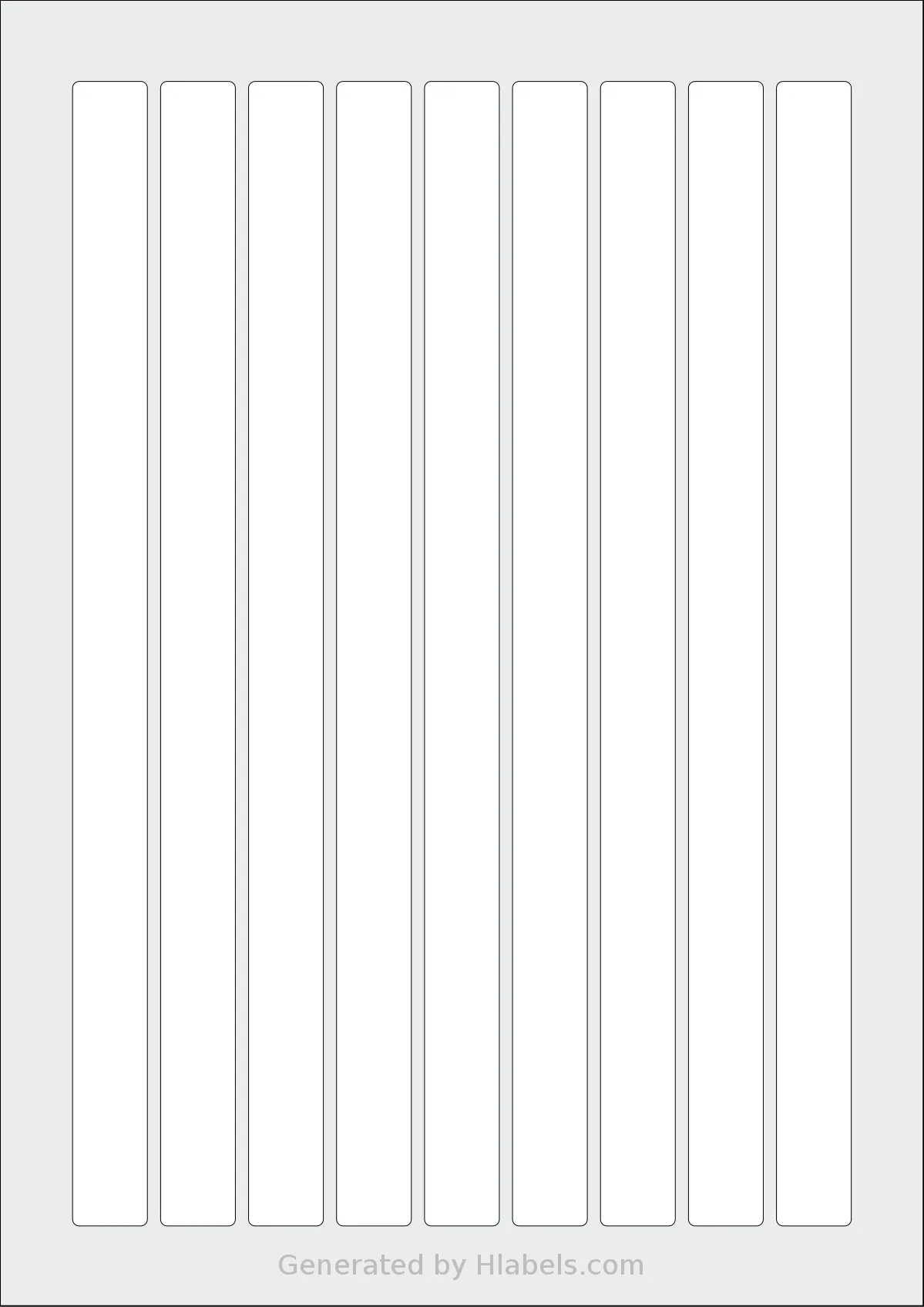 Flexilabels® FZ9 template with 9 rectangular 17 x 260 millimeter labels per sheet, on A4-size adhesive blank label sheets.