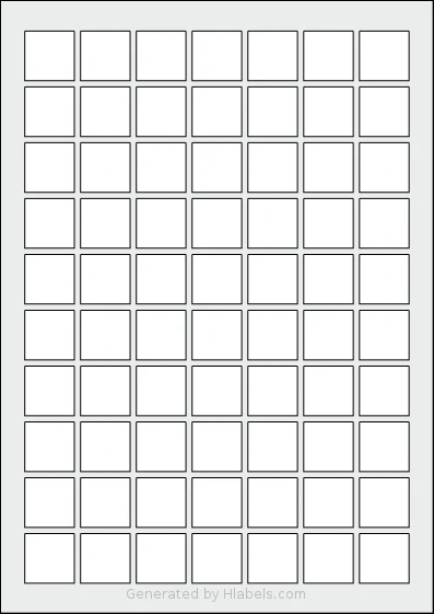 Herma® 10105 template with 70 square 24 x 24 millimeter labels per sheet, on A4-size adhesive blank label sheets.