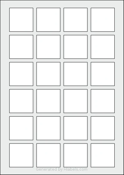 Herma® 10108 template with 24 square 40 x 40 millimeter labels per sheet, on A4-size adhesive blank label sheets.