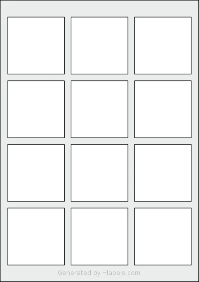 Herma® 10109 template with 12 square 60 x 60 millimeter labels per sheet, on A4-size adhesive blank label sheets.