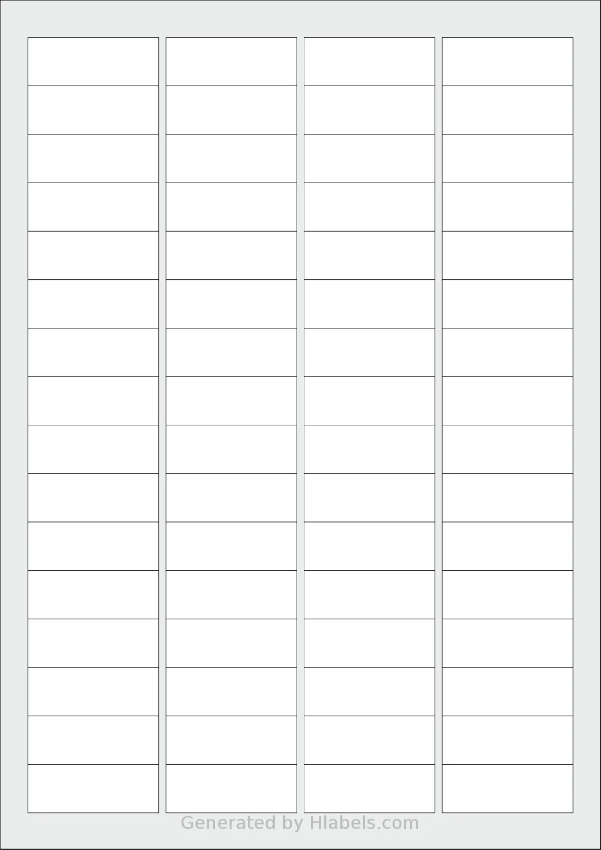 Herma® 4201 template with 64 rectangular 45.72 x 16.93 millimeter labels per sheet, on A4-size adhesive blank label sheets.
