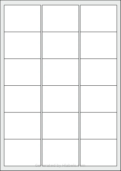 Herma® 4265 template with 18 rectangular 63.5 x 46.56 millimeter labels per sheet, on A4-size adhesive blank label sheets.