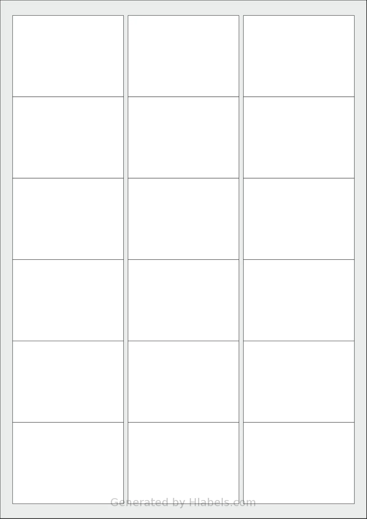 Herma® 4265 template with 18 rectangular 63.5 x 46.56 millimeter labels per sheet, on A4-size adhesive blank label sheets.