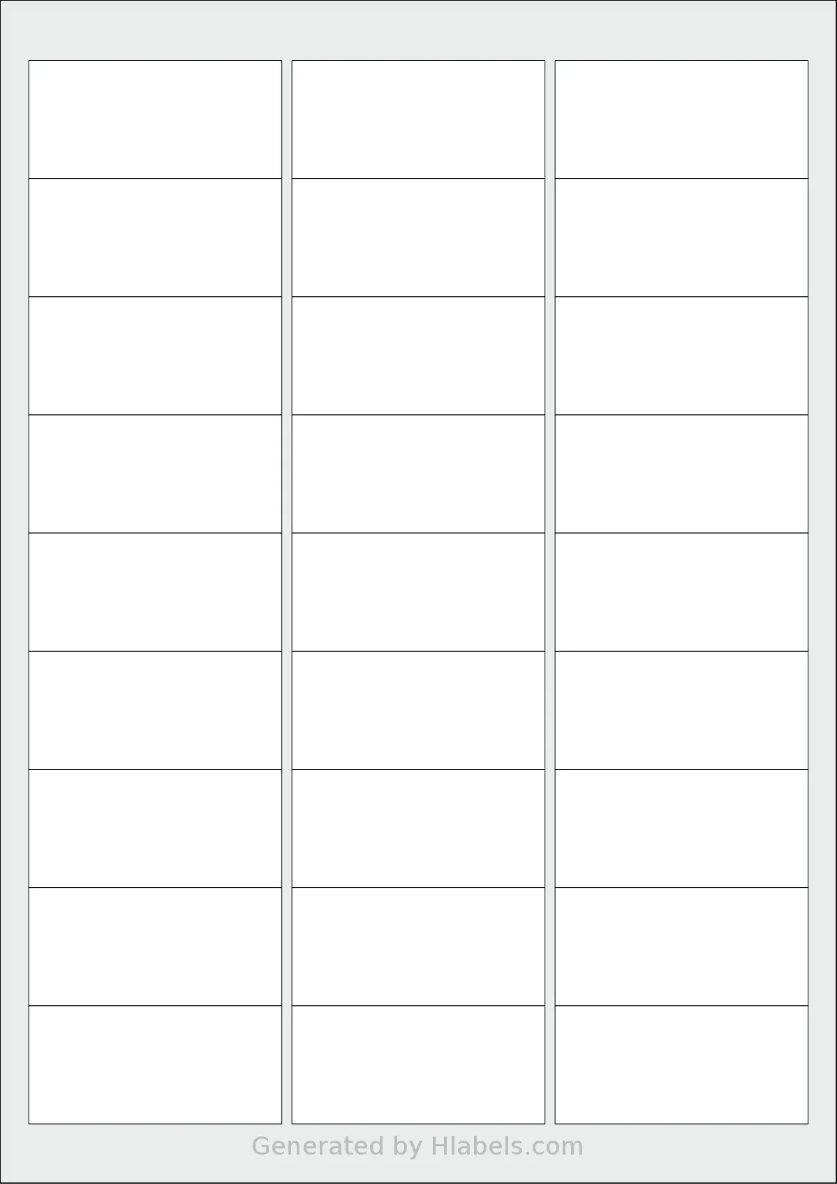 Herma® 4347 template with 27 rectangular 63.5 x 29.633 millimeter labels per sheet, on A4-size adhesive blank label sheets.