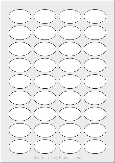Herma® 4380 template with 36 oval 40.64 x 25.4 millimeter labels per sheet, on A4-size adhesive blank label sheets.
