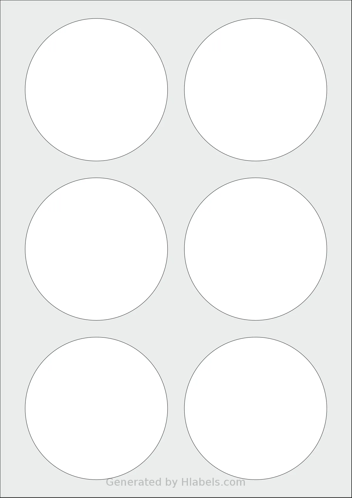 Herma® 4478 template with 6 circle labels per sheet, each 85 millimeter in diameter, on A4-size adhesive blank label sheets.