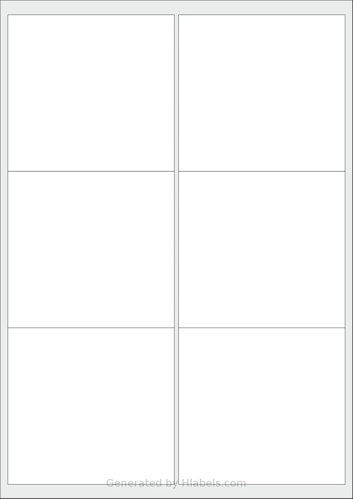 Herma® 4653 template with 6 rectangular 99.06 x 93.13 millimeter labels per sheet, on A4-size adhesive blank label sheets.