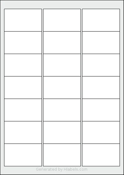 Herma® 4677 template with 21 rectangular 63.5 x 38.1 millimeter labels per sheet, on A4-size adhesive blank label sheets.